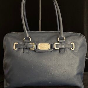 Michael Kors Navy Leather Satchel